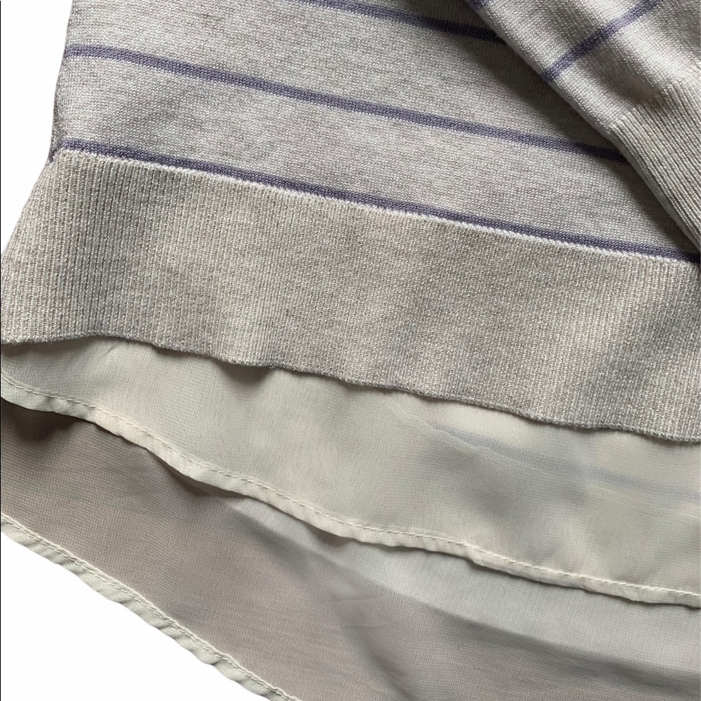 Maurices Shirttail Striped Blouse Sweater Size Medium Purple/Cream - Picture 4 of 9